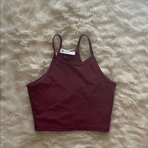 Laslulu workout Maroon Crop Top stretchy size small s